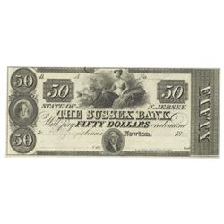 1800's $50 The Sussex Bank, Newton, NJ Obsolete Bank Note