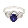 Image 2 : 1.71 ctw Sapphire and Diamond Ring - 18KT White Gold