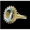 4.45 ctw Aquamarine and Diamond Ring - 14KT Yellow Gold