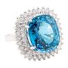 Image 1 : 23.50 ctw Blue Zircon And Diamond Ring - 14KT White Gold