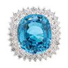 Image 2 : 23.50 ctw Blue Zircon And Diamond Ring - 14KT White Gold