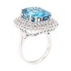Image 4 : 23.50 ctw Blue Zircon And Diamond Ring - 14KT White Gold