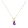 Image 1 : 0.61 ctw Amethyst and Diamond Pendant with Chain - 10KT Yellow Gold