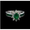 Image 2 : 1.25 ctw Emerald and Diamond Ring - 14KT White Gold