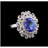 Image 1 : 5.78 ctw Tanzanite and Diamond Ring - 14KT White Gold