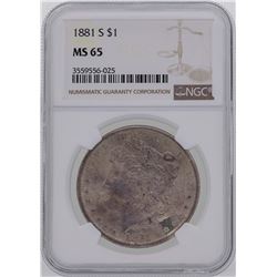 1881-S $1 Morgan Silver Dollar Coin NGC MS65 Amazing Toning