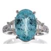 Image 1 : 12.16 ctw Paraiba Tourmaline and Diamond Ring - 18KT White Gold