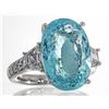 Image 2 : 12.16 ctw Paraiba Tourmaline and Diamond Ring - 18KT White Gold