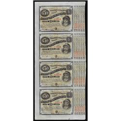 Uncut Sheet of (4) State of Louisiana Baby Bond Obsolete Notes