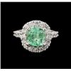 Image 2 : 3.45 ctw Emerald and Diamond Ring - 14KT White Gold