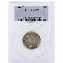 1916-D Barber Silver Quarter Coin PCGS AU58