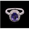 1.80 ctw Tanzanite and Diamond Ring - 14KT White Gold
