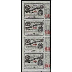 Uncut Sheet of (4) State of Louisiana Baby Bond Obsolete Notes