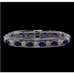 14KT White Gold 21.98 ctw Sapphire and Diamond Bracelet