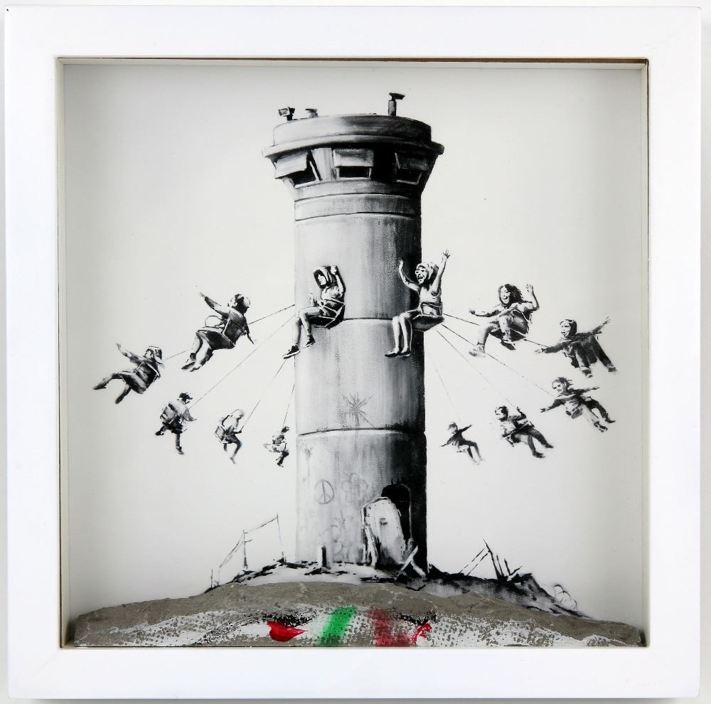 I A Banksy British B 1974 Walled Off Hotel Box Set Offset Gicla C E Print With Concrete Relief