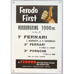 Nurburgring 1000KM 1964 Ferodo First - Motor Racing poster, linen backed, 19 x 29 inches.