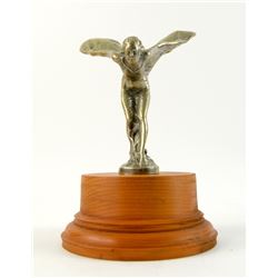 Rolls Royce Car Mascot - Reg U.S. Pat. Off., 8 inches high including wooden base..