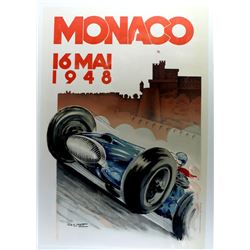 Monaco 16 Mai 1948 - Grand Prix Racing poster, conservation backed in frame, 27 x 39 inches.   May b