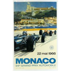 Monaco Grand Prix poster - 24th Grand Prix, 22nd May 1966, art work by Michael Turner, conservation 