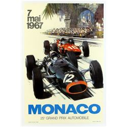 Monaco Grand Prix poster - 25th Grand Prix, 7th May 1967, art work by Michael Turner, conservation b