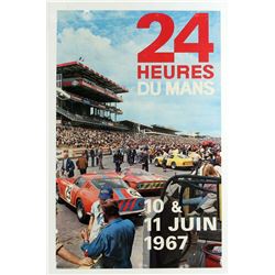 Le Mans 24 Hours poster for 10 & 11 June 1967, Photo by Andre Delourmel, conservation backed & frame