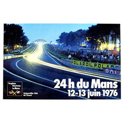 Le Mans 24 Hours poster for 12 & 13 June 1976, conservation backed & framed, 14 x 22 inches.