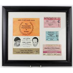 Boxing - Henry Cooper v Jose Urtain programme form 1970 & three original tickets, framed, 13 x 15 in