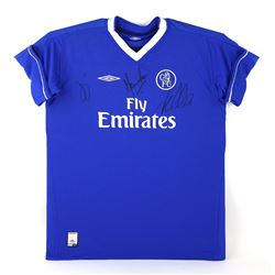 Football - Chelsea Shirt signed by three, worn by the club between 2003-05, mounted..