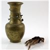 Image 1 : Hercules / Xena - Brass dragon vase and Horde skeleton hand from the fantasy series, 25cm high..