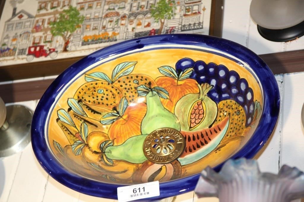 Vintage Mexican Hand Painted Sink