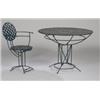 Image 1 : Follower of Frank Lloyd Wright Wrought Iron patio table and four chairs (3 not illustrated)
