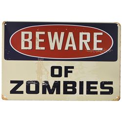 NEW BEWARE OF ZOMBIES 12" X 8" METAL SIGN
