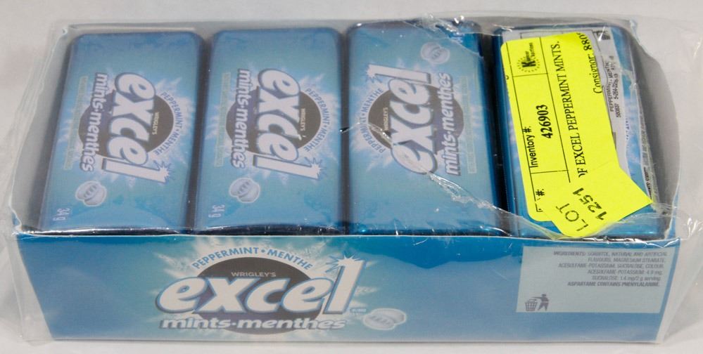 BOX OF EXCEL PEPPERMINT MINTS.