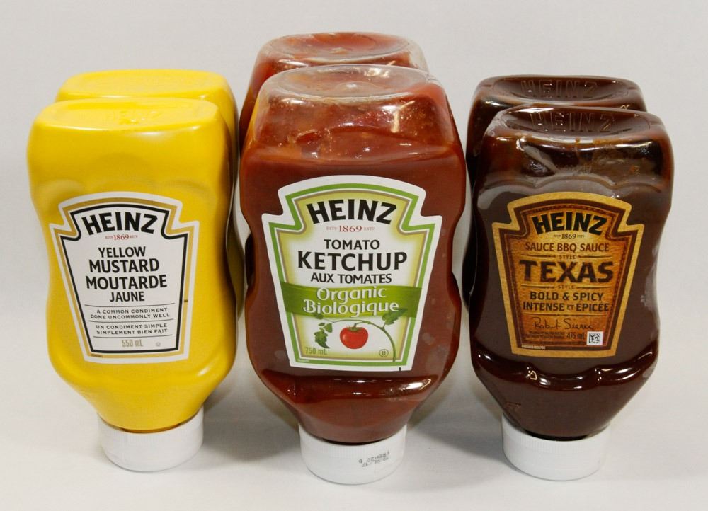 BAG OF HEINZ KETCHUP, MUSTARD AND TEXAS STYLE BBQ