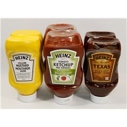 BAG OF HEINZ KETCHUP, MUSTARD AND TEXAS STYLE BBQ