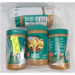 4 JARS OF KRAFT SMOOTH PEANUT BUTTER.