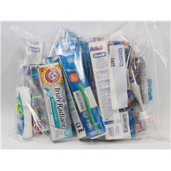 LARGE BAG OF ASSORTED DENTAL HYGIENE ITEMS