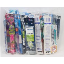 LARGE BAG OF ASSORTED DENTAL HYGIENE ITEMS