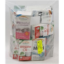 BAG OF ASSORTED JAMIESON OILS AND VITAMINS.