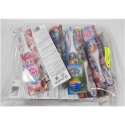 BAG OF ASSORTED KIDS SPIN BRUSHES.