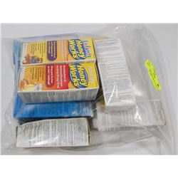 BAG OF ASST SORE THROAT GARGLE AND COUGH SYRUP