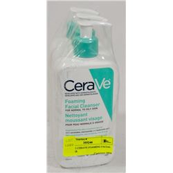 LOT OF 3 CERAVE FOAMING FACIAL CLEANER.