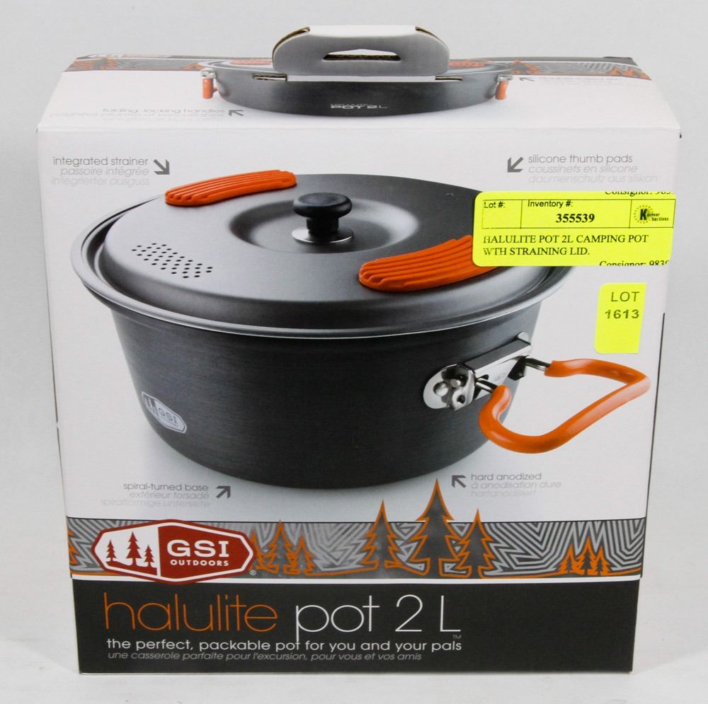 HALULITE POT 2L CAMPING POT WITH STRAINING LID.