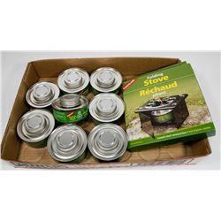 FLAT OF FOLDING STOVE AND CAMP HEAT.