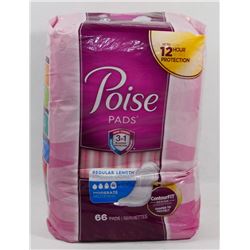 BAG OF 66 POISE PADS REGULAR LENGTH