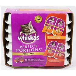BOX OF 12 MOIST CAT FOOD, 2 SERVINGS PER PACK.