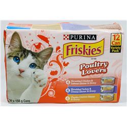 BOX OF 12 FRISKIES CANNED CAT FOOD.