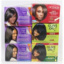 LARGE BAG OF ASSORTED HAIR RELAXERS.