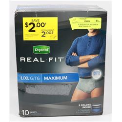 BOX OF DEPEND L/XL MAXIMUM ABSORBENCY REAL-FIT