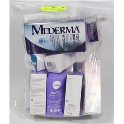 BAG OF ASSORTED HAND CREAM, FACIAL OIL AND STRETCH